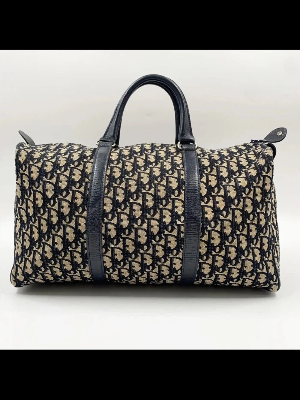 Dior Beige & Navy Oblique Monogram Weekender